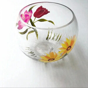 Handpainted Floral Glass Bowl
